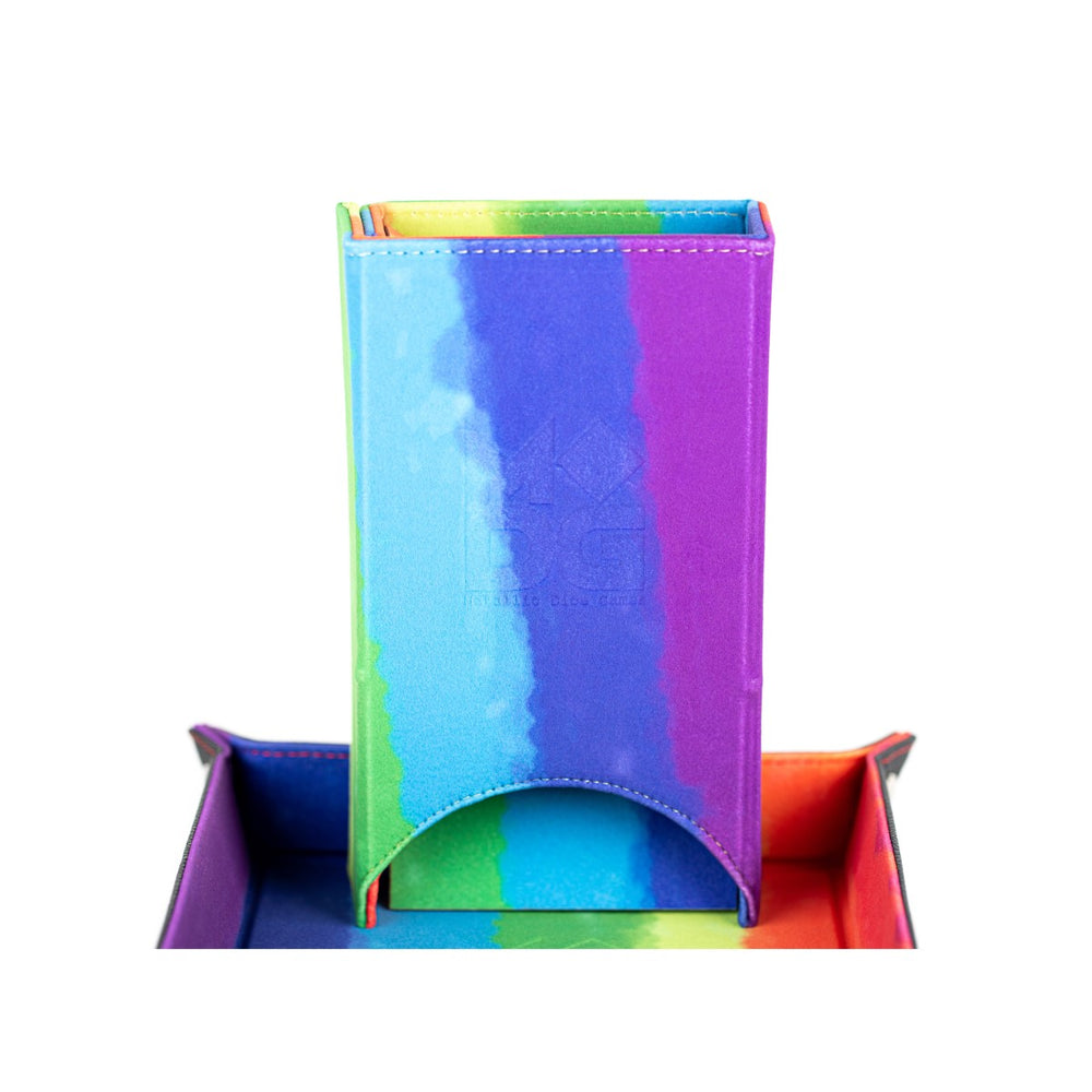 MDG – Fold Up Velvet Dice Tower: WaterColor Rainbow