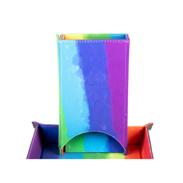 MDG – Fold Up Velvet Dice Tower: WaterColor Rainbow