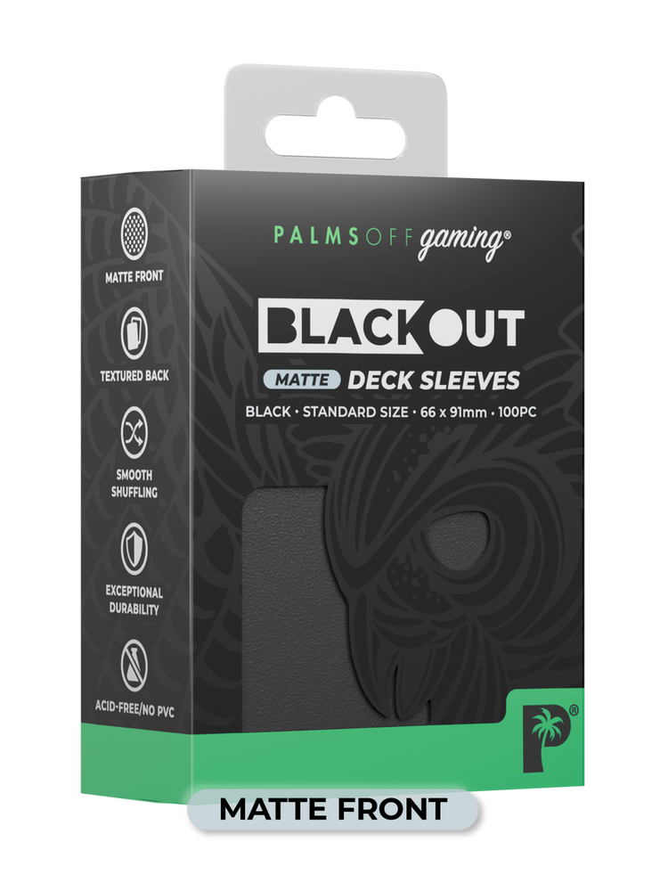 Palms Off Gaming Blackout Deck Sleeves Standard Size 100pc Matte